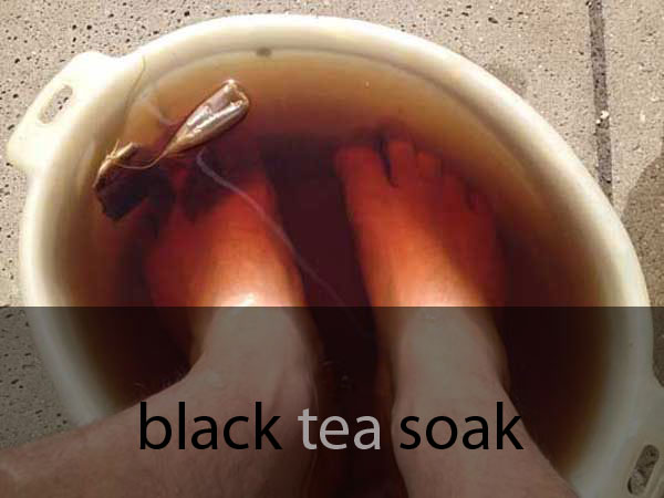 soaking your feet in black tea is a common home remedy for foot odor